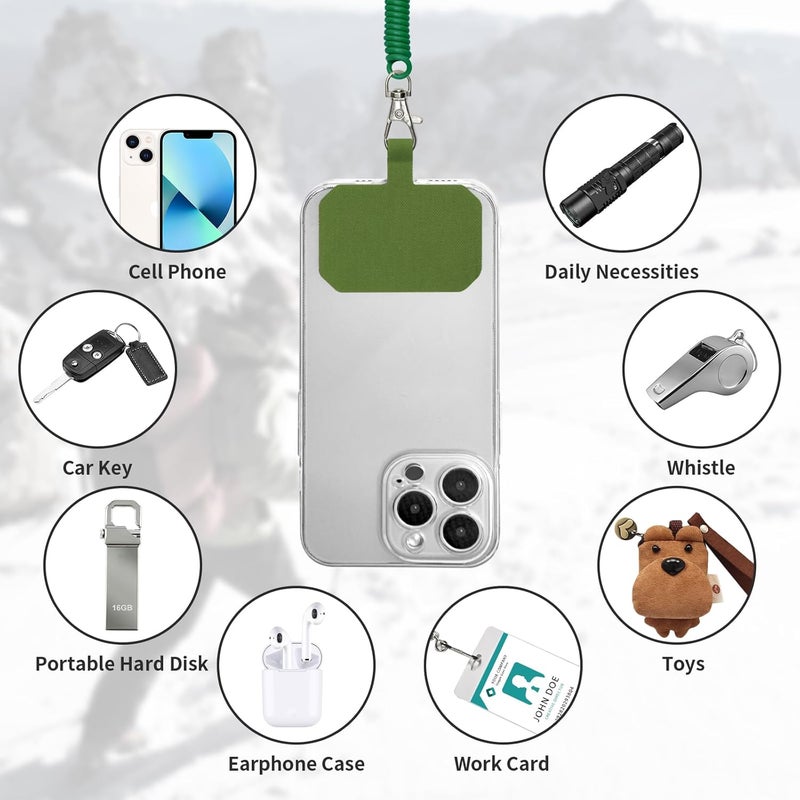 HOTEMIA Phone Tether Lanyard Anti Theft Phone Strap with Carabiner Anti-Drop Outdoor Skiing Hiking Cycling Fishing Climbing fit iPhone and Most Cell Phone (Black+Green) - Image 4